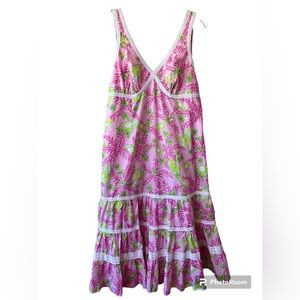 Lilly Pulitzer Pink Green Multi-Color Frog print